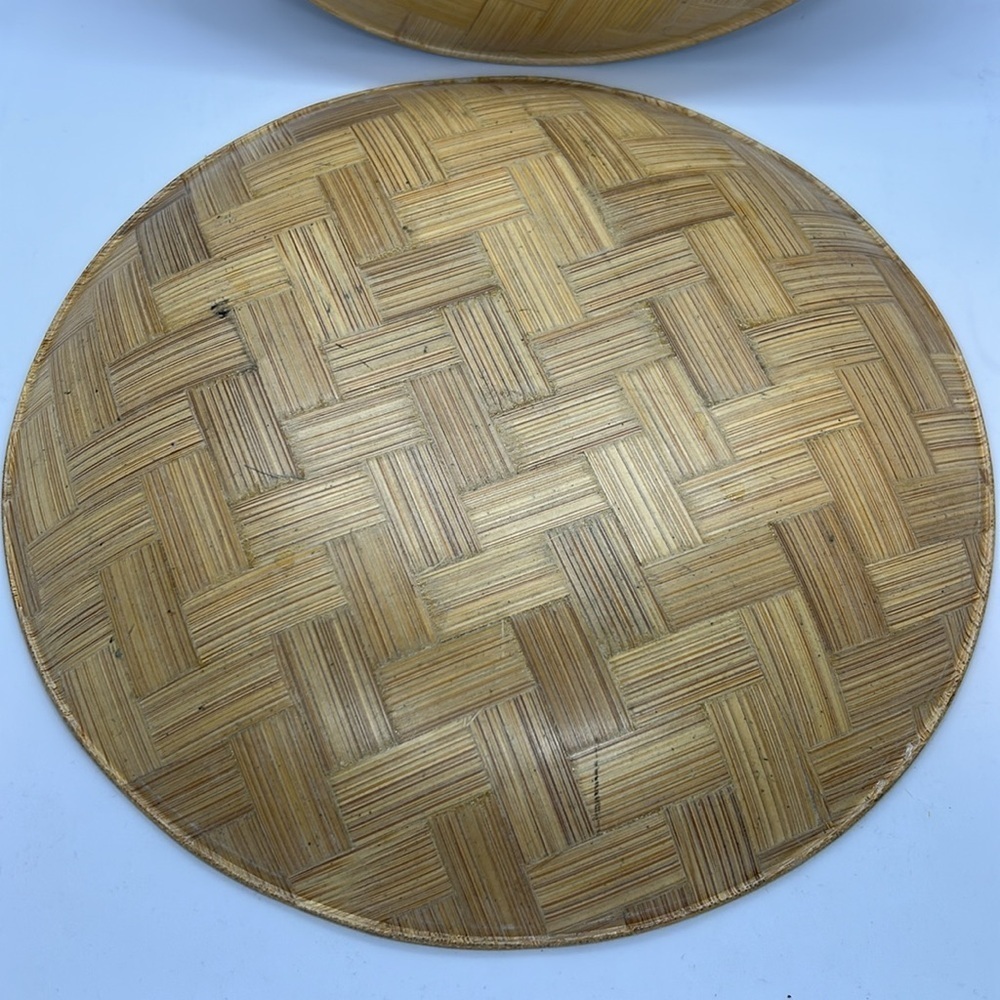 Decorative Set of Two 11’inch. Bamboo Wall Art with Asian Design Plates - Picture 12 of 13